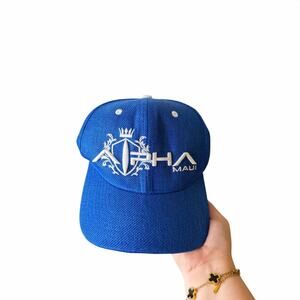 Alpha Maui Blue Snapback Hat Hawaiian Island Surf Cap Scenic Under Brim Rare